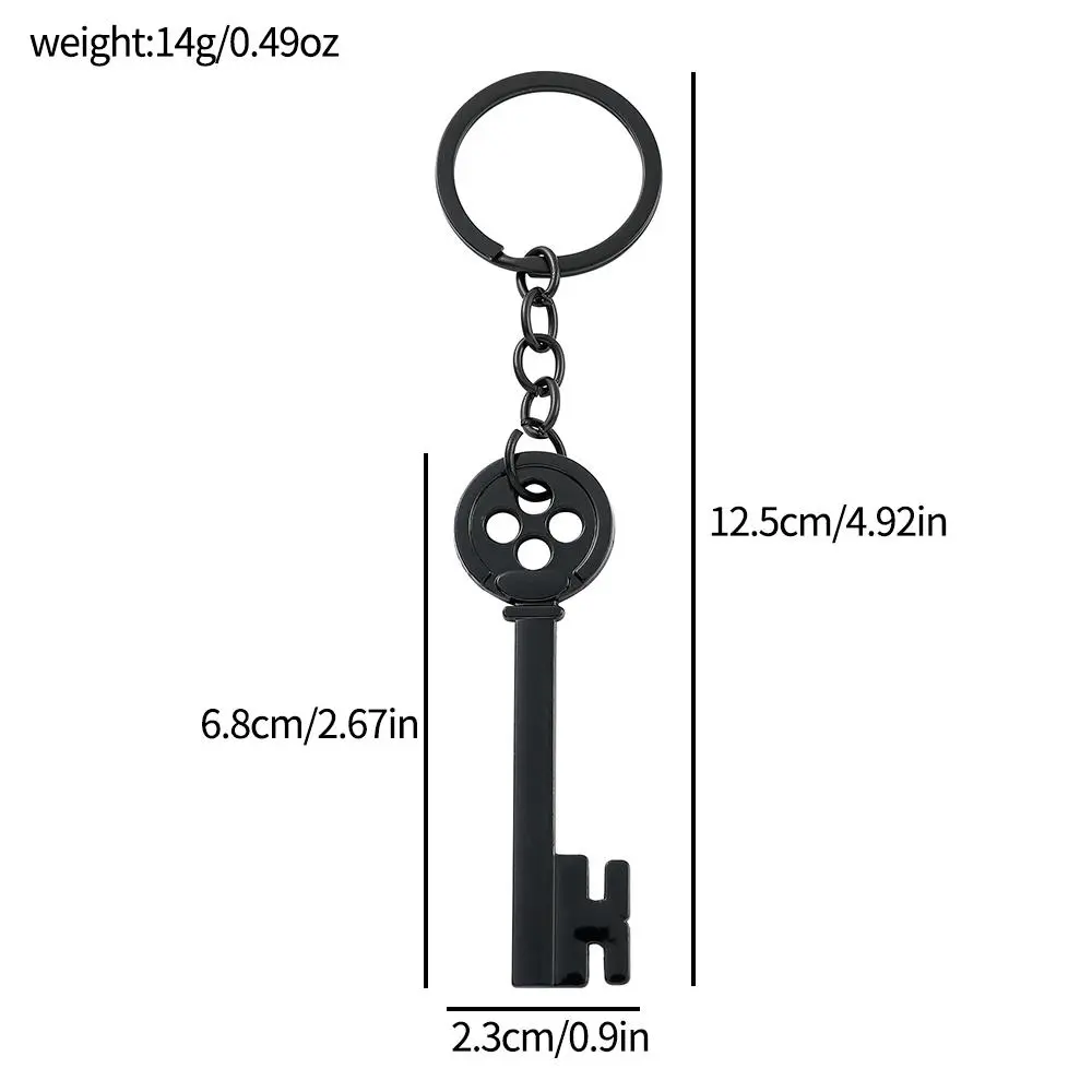 Movie Coraline Keychain Black Button Key Of The Secret Door Pendant Keyrings Cosplay Accessories