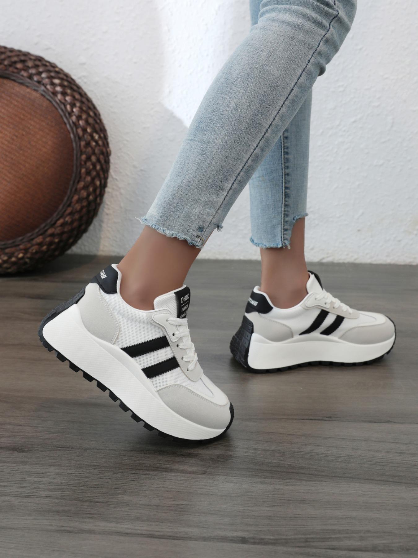 Women's All-Season Anti-Slip Sports Shoes, Sporty Running Shoes, Gym Running Exercise Sneakers, Workout Sneakers, Lace-Up Breathable Thick Sole Comfortable Lightweight