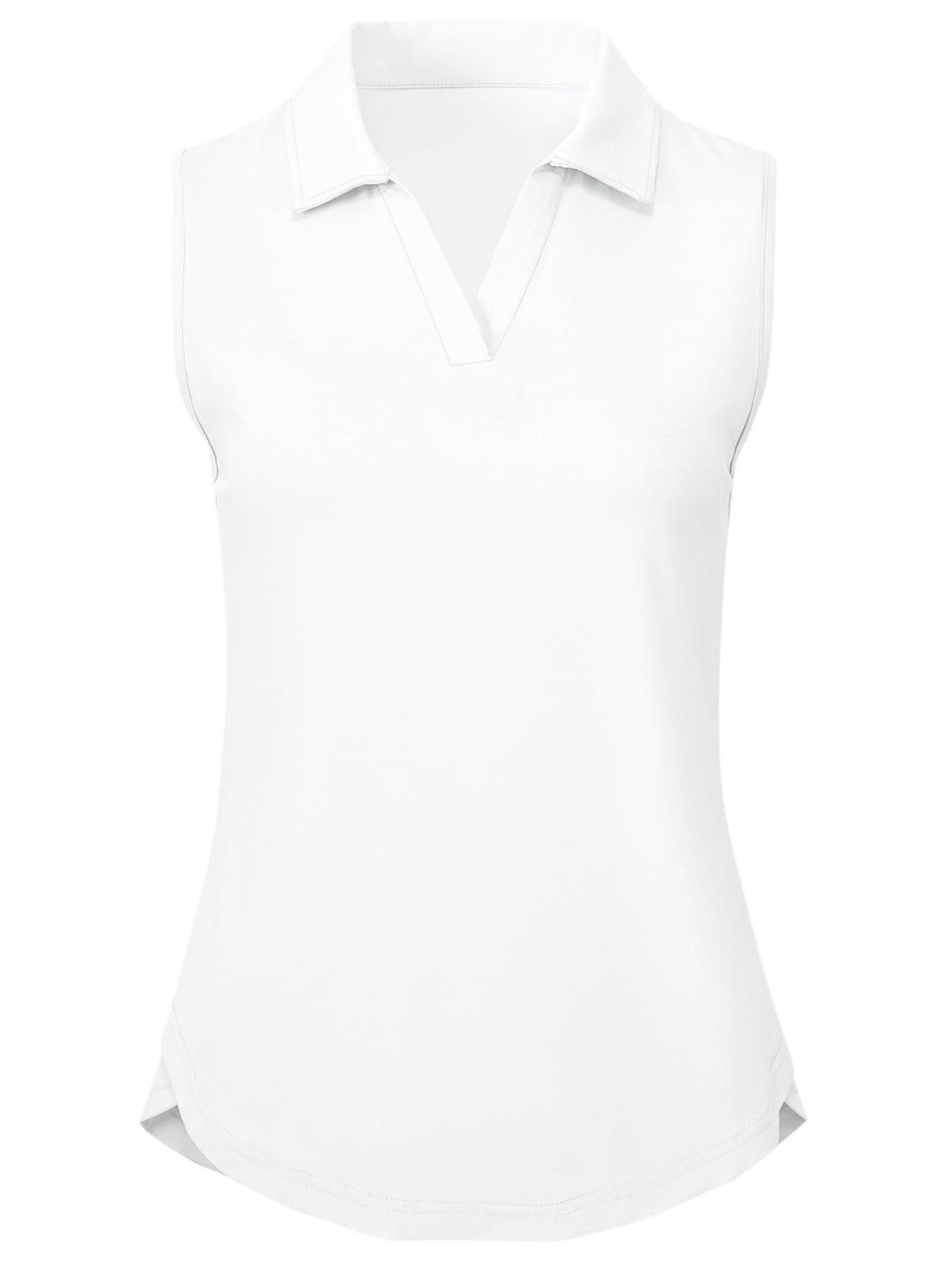 Women's Casual Sleeveless Golf Polo Shirt V Neck Tennis Top, Moisture Wicking Lightweight Top for Sports and Outdoors
