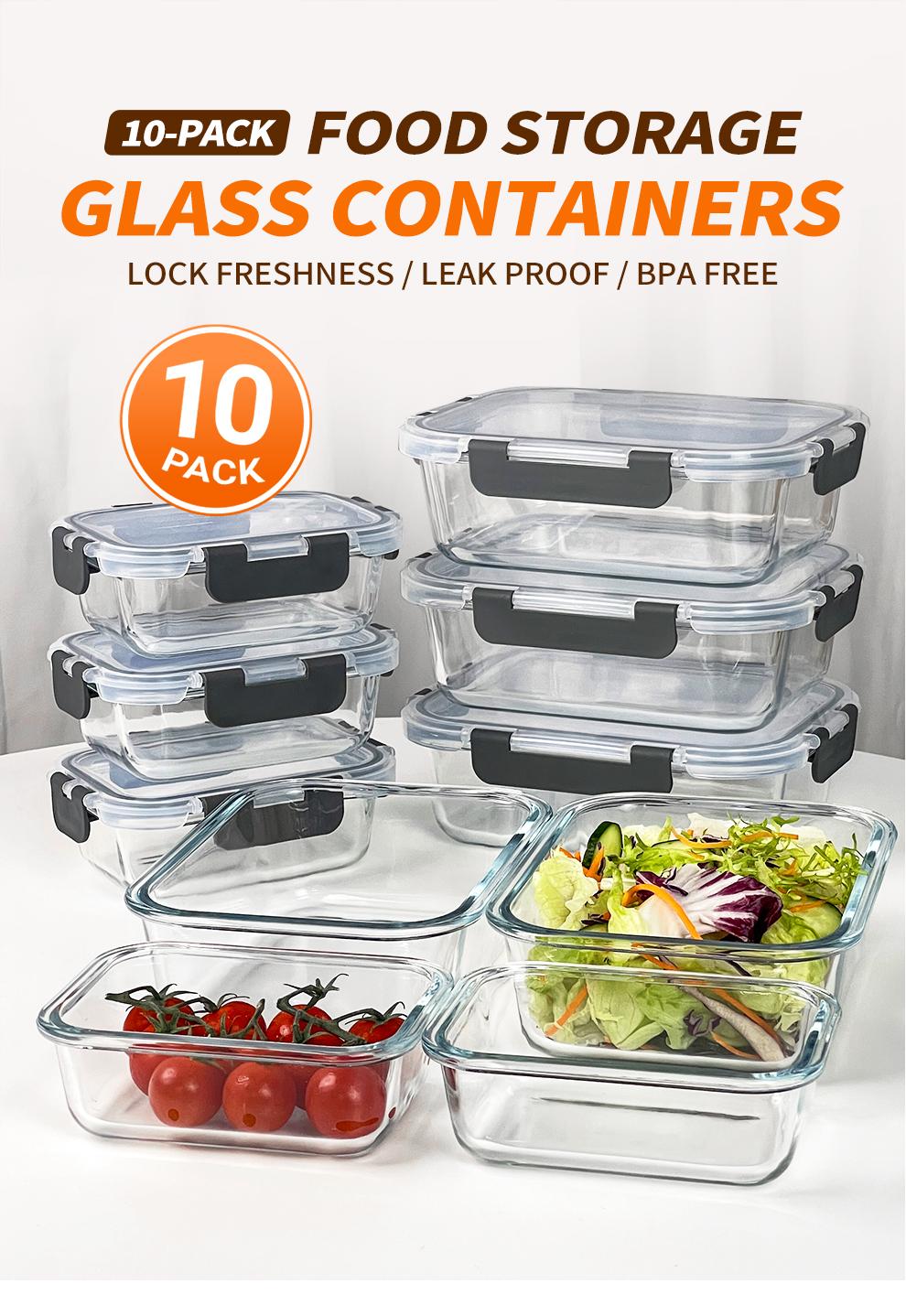 Glass Food Storage Containers Set 10-Pack BPA-Free & Leak-Proof Multicolor Kitchen Utensils for Meal Prep, Microwave, Oven, Freezer, Dishwasher Use Glass Food Storage Containers Set 10-Pack BPA-Free & Leak-Proof Multicolor Kitchen Utensils for Meal Prep, Microwave, Oven, Freezer, Dishwasher Use