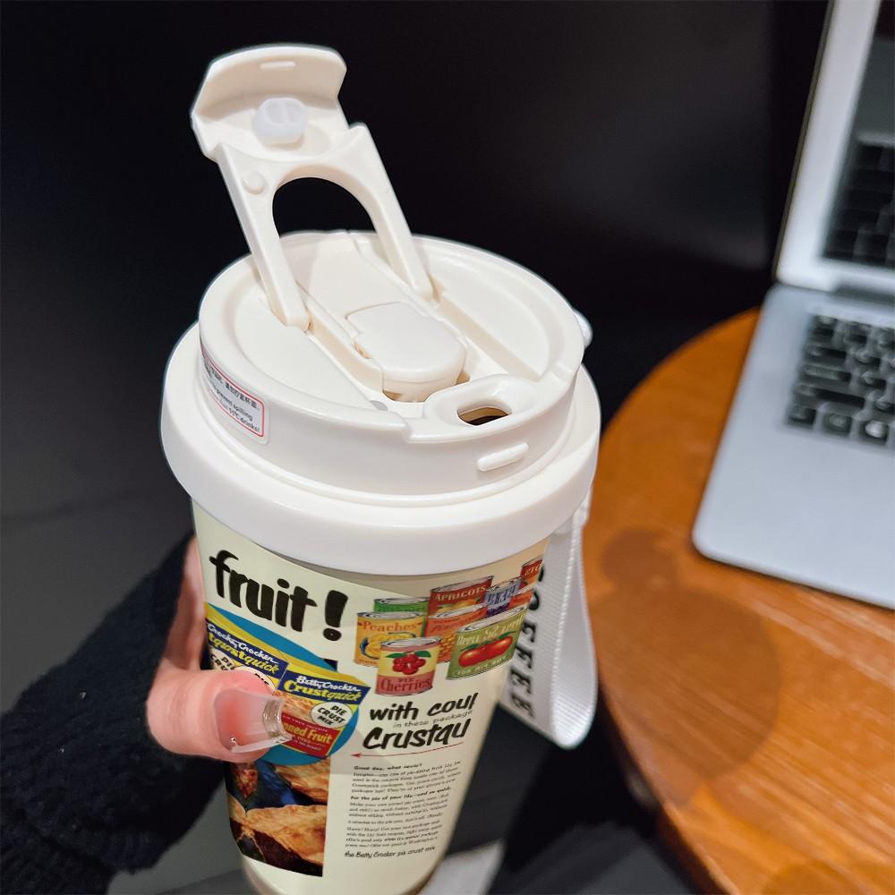 Abstract Can Texture Coffee Cup, Portable Dual Drink Insulated Tumbler, Heat/cool Water Bottle, Boho Style, Office, Travel, Sports