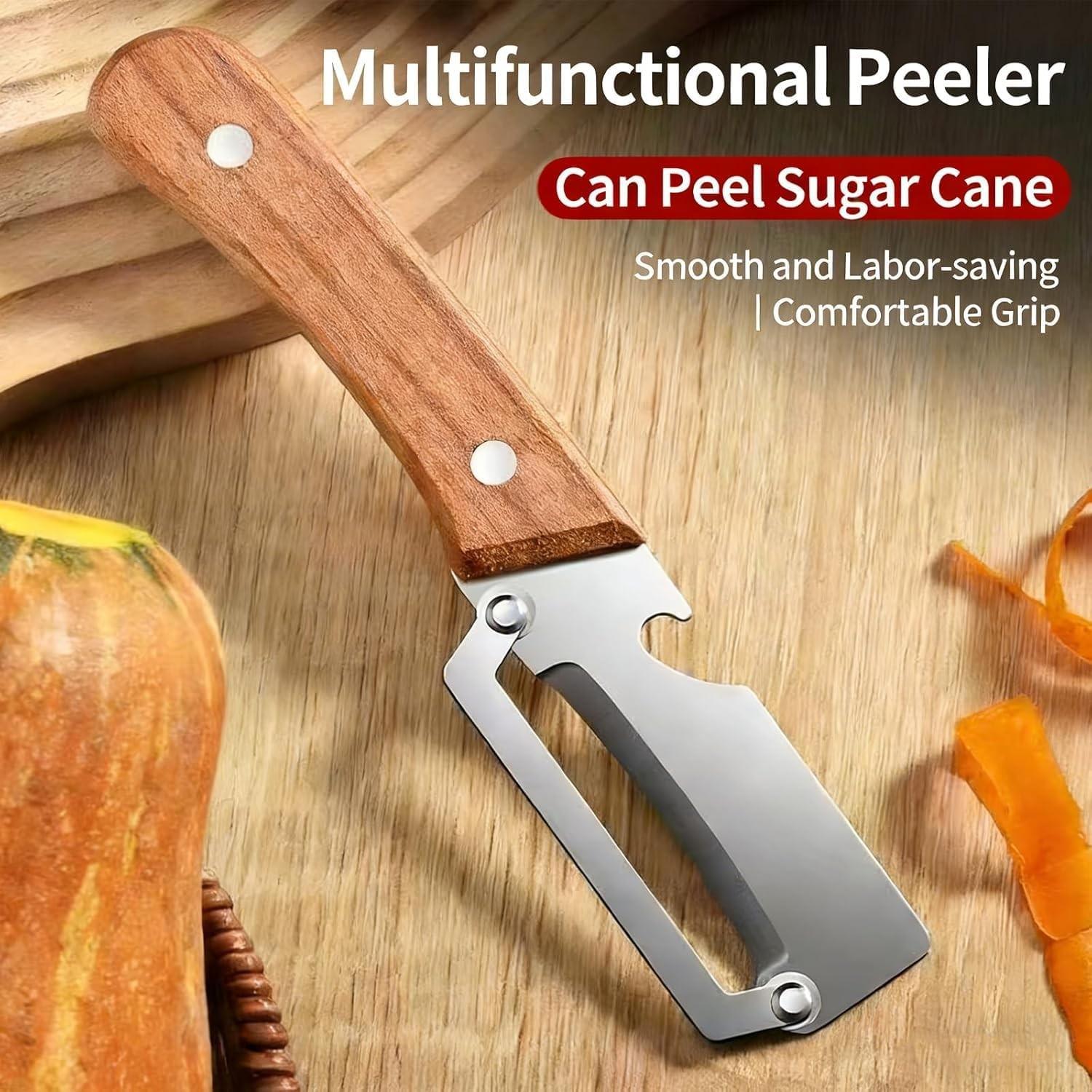 1/2PCS Premium Vegetable Peeler with Wooden Handle and Bottle Opener Stainless Steel Blade Kitchen Tool for Fruit Apple Potato Pumpkin Papaya Zucchini