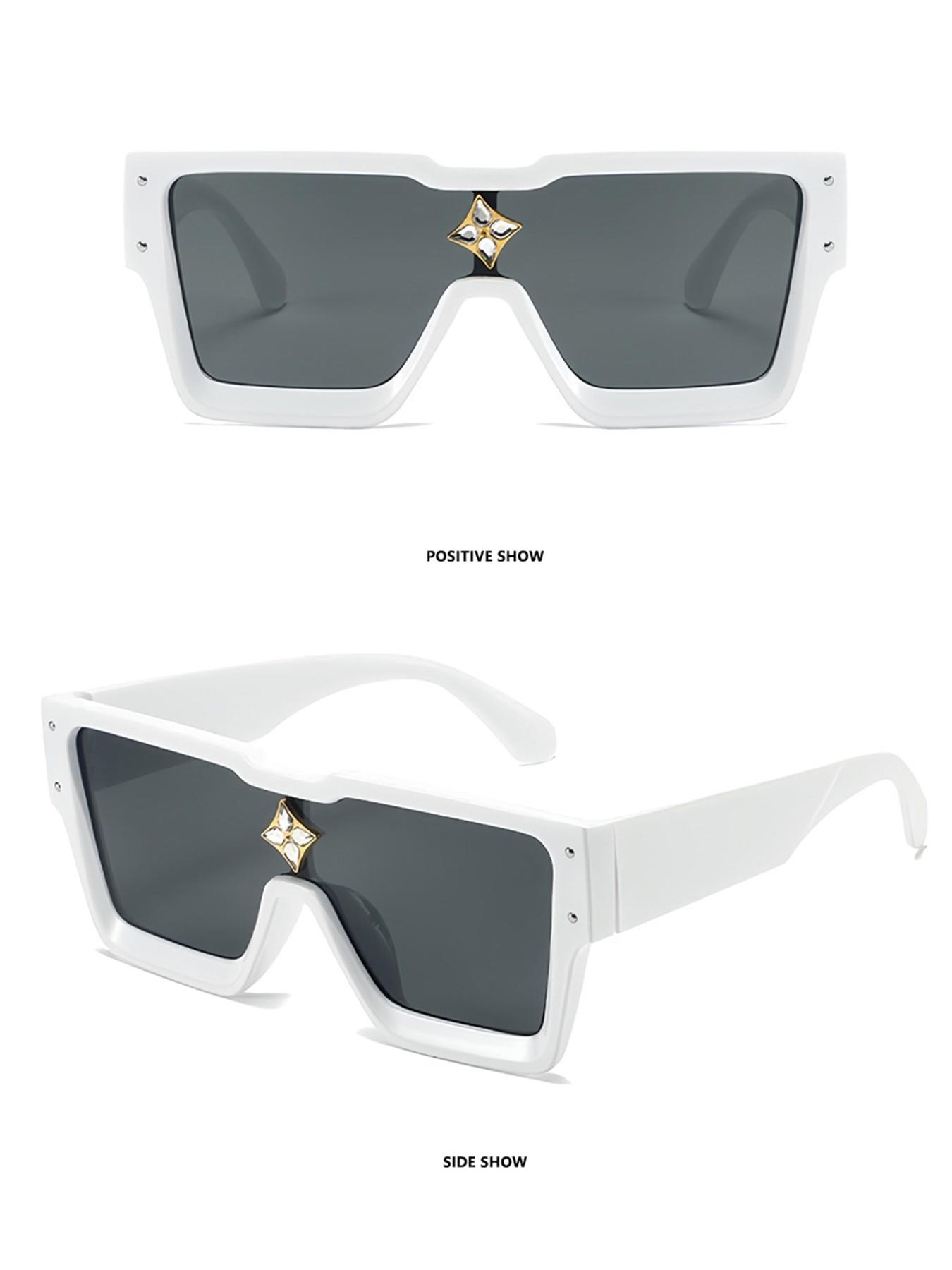 1 Piece Millionaire Square Large Frame Sunglasses, Fashionable And Personalized Diamond-Encrusted Sunglasses, Suitable For Holiday Gifts