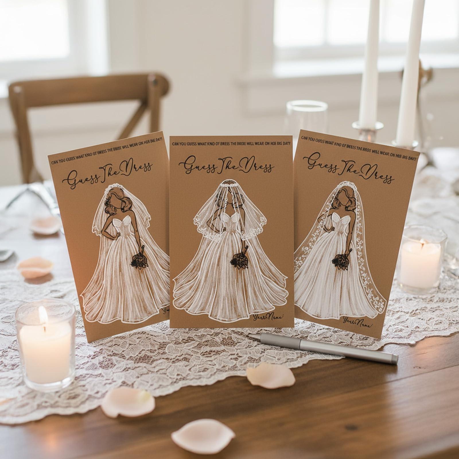 30-Piece Bride Party Game Set, DIY Bridal Dress Drawing Cards, Water-Soluble Pencils, Wedding Decor, Birthday Party Fun