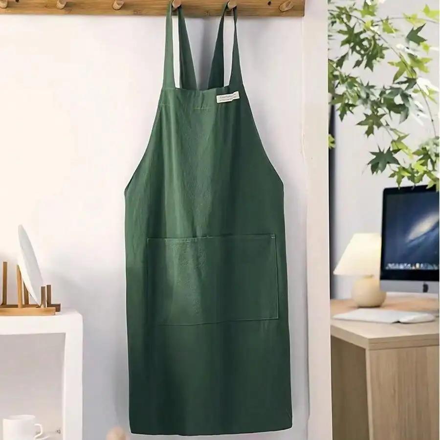 Solid Color Apron with Pocket, Breathable Apron for Women, Adjustable Strap Apron for Home Kitchen Garden Coffee Shop Outdoor Cooking, Easy Cleaning Apron, Kitchen Cooking Aprons