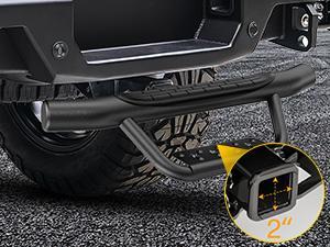 Nilight Foldable Rear Bumper Guard Vehicle Accessory - 2-in Receiver Step Bar, Universal Pickup Truck Tailgate Ladder, 1x5/8-in Pin, Rust-Resistant Coating, Non-Slip Mat, 350 lbs Load, Automotive Accessories for Off-Road Use