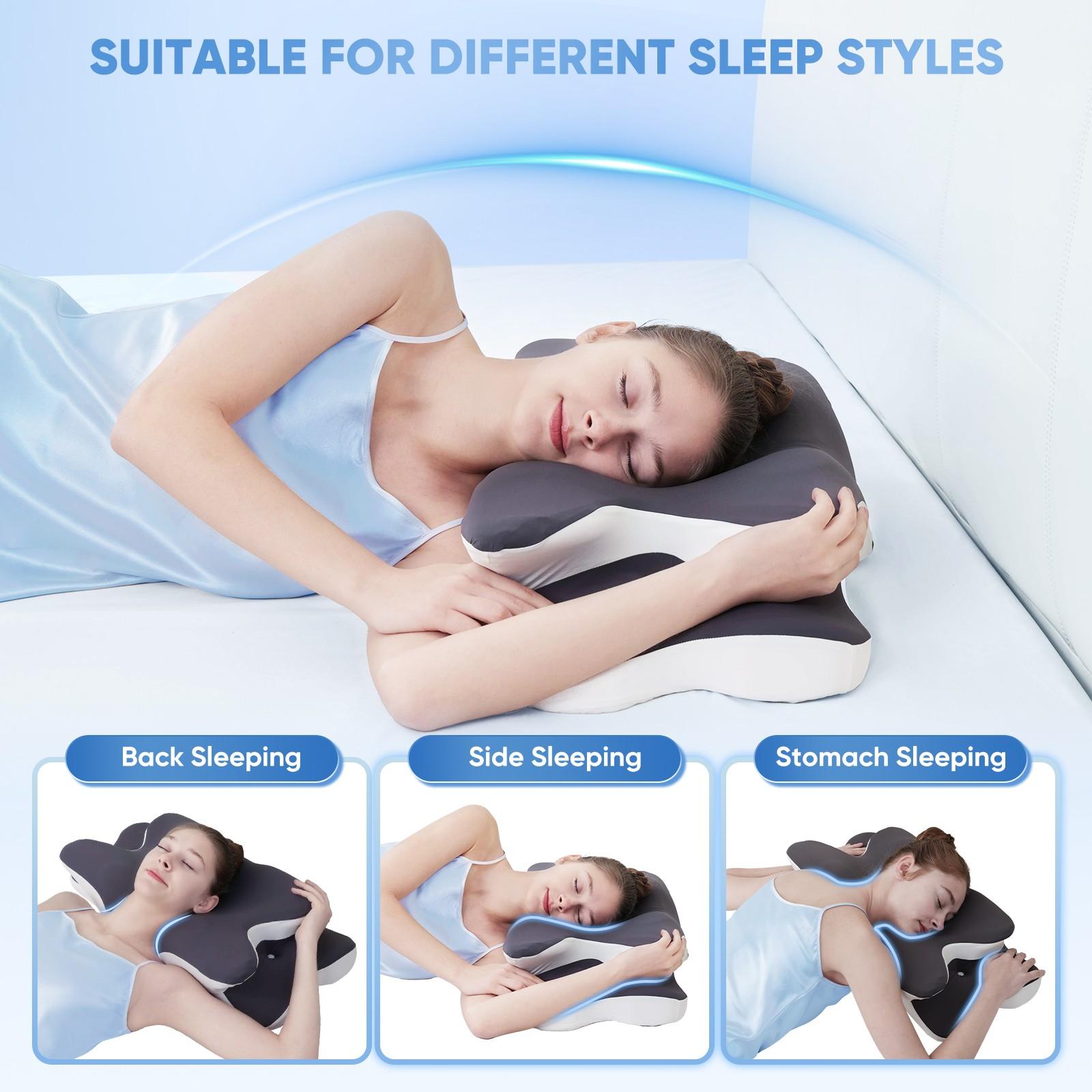 Double-Sided Neck Pillow Unscented Memory Foam Pillow with Cooling Cover Zoned Design for Deep Sleepers Contoured Pillow with Extra-Large Armrest for Side Sleep Stomach Sleeping and Back Sleepers