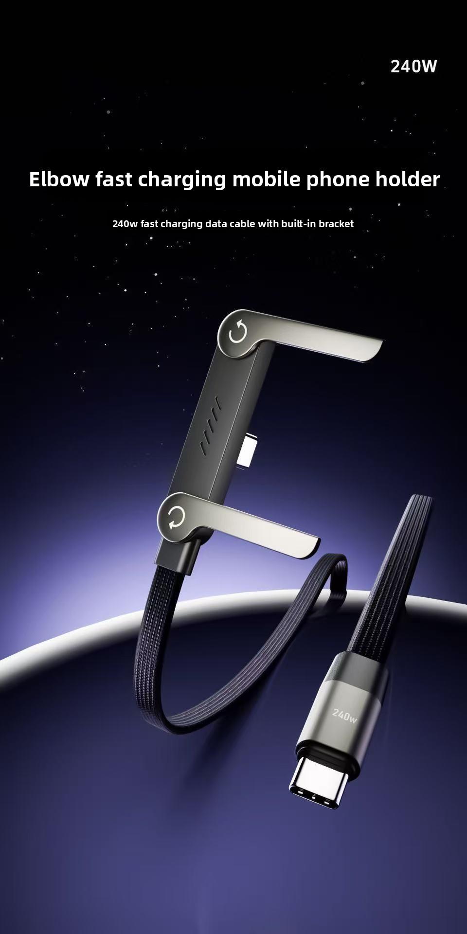 240W Fast Charging Foldable Phone Stand Cable for iPhone 17 Right Angle Quick Charge Cord