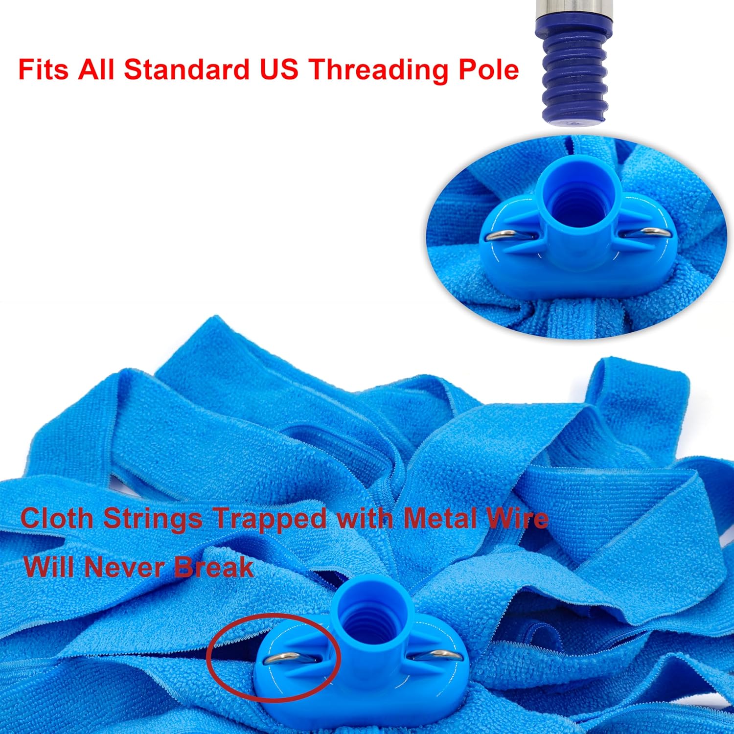 Screw  Microfiber String Mop  Refill, Compatible with  Standard  Threading Pole (Acme 3/4 inch Thread) (1)