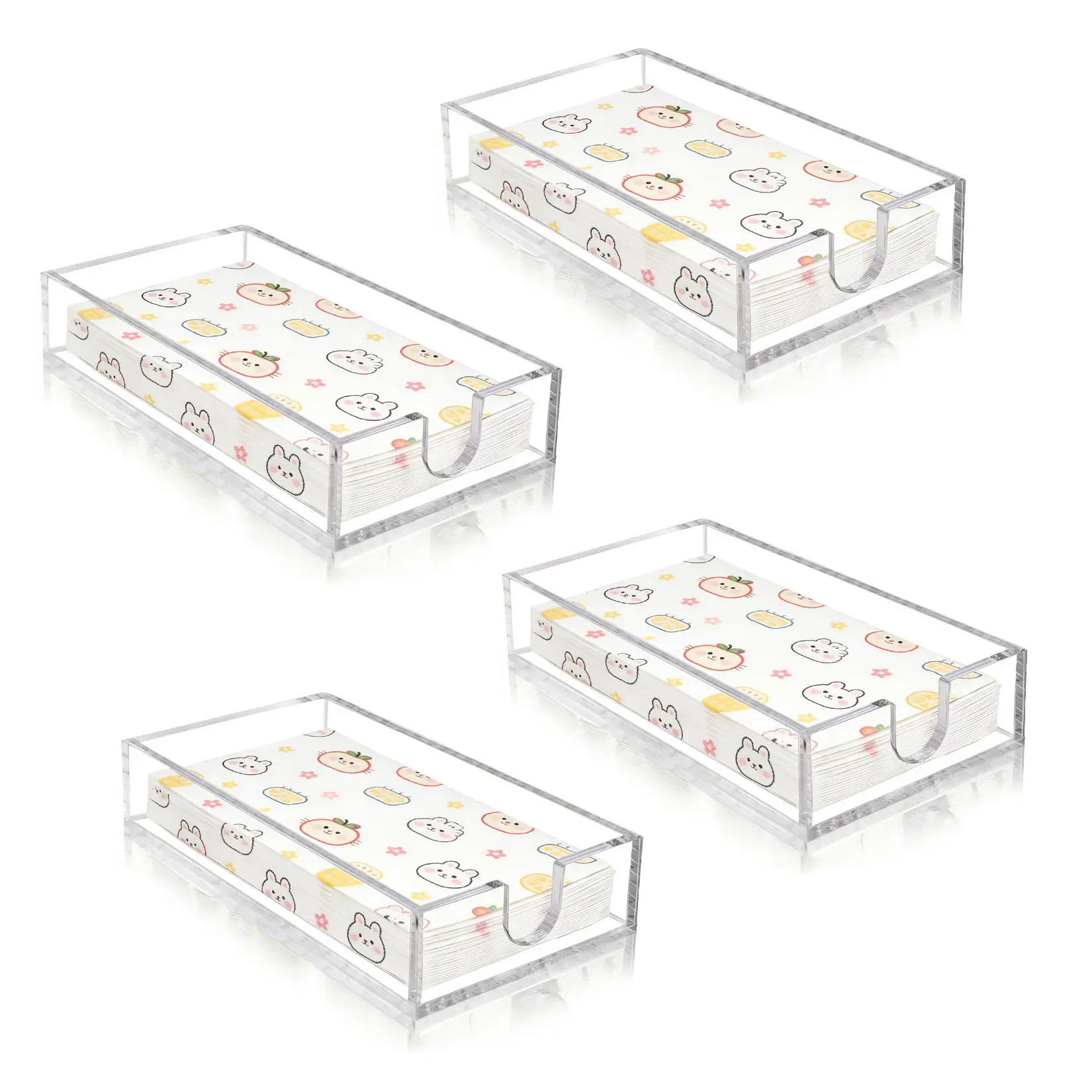 Garvee Modern Clear Acrylic Napkin Holder Set, 4PCS – Space-Saving Countertop Tissue Organizer, Durable Decorative Tray for Kitchen & Bathroom – Multipurpose Storage Rack, 9.02×5.00×1.81 inch
