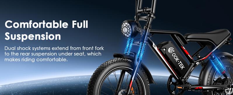 Electric Bike for Adults Peak 1000W, 31MPH,48V 17.5AH, E-Bike,35-45 Miles Electric Motorcycle, 20" Fat Tire Dirt Bike, UL2849 All Terrain for Mountains, Snow, Sand, Road
