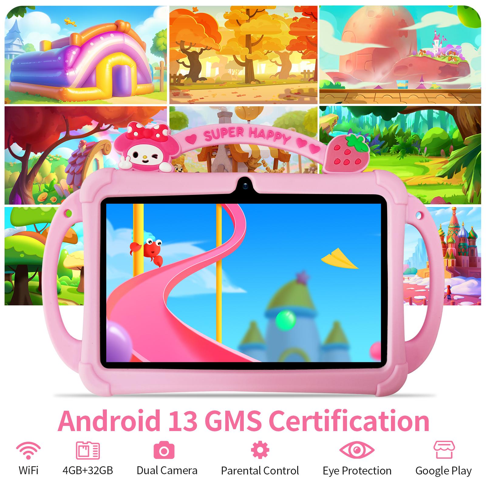 [TikTokShopSpringGlowUp] PRITOM Kids Tablet 7 inch Android 13 IPS HD Screen with Protective Case Parental Control Dual Cameras Pre Installed Educational Apps Ideal for Boys Girls Pink Blue Kids Gift