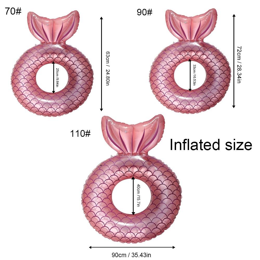 Multi-Sized Inflatable Swimming Pool Float Tube, Heavy-Duty UV Resistant Mermaid Tail Ring Inflatable Circle for Children and Adults, Colorful Pool Party Accessory Water Activities