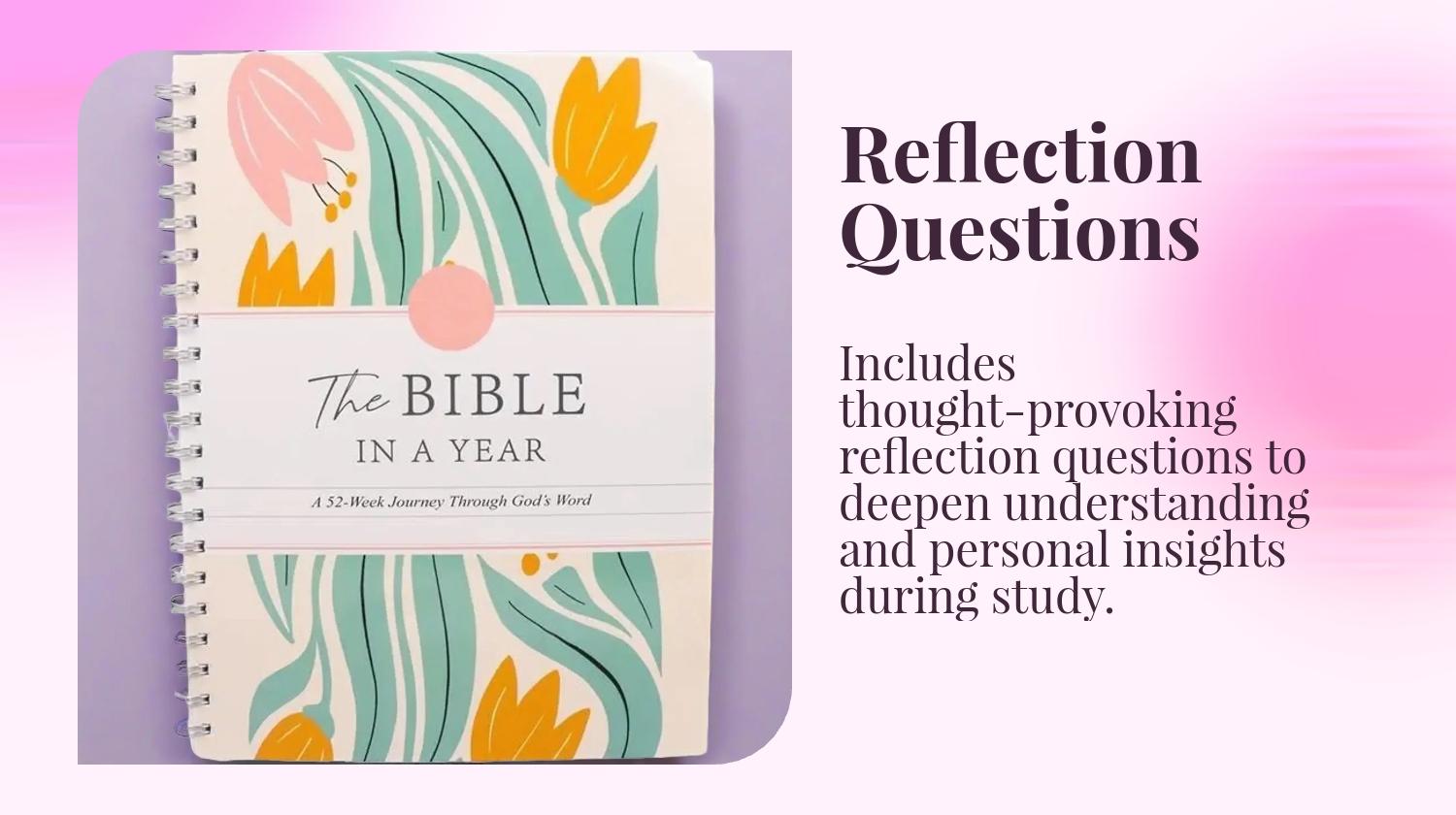 52-Week Bible Study Guide: A year-long daily devotional with Scripture, reflection questions, and prayer prompts (women only) – spiral-bound with an inspiring cover and durable hardcover