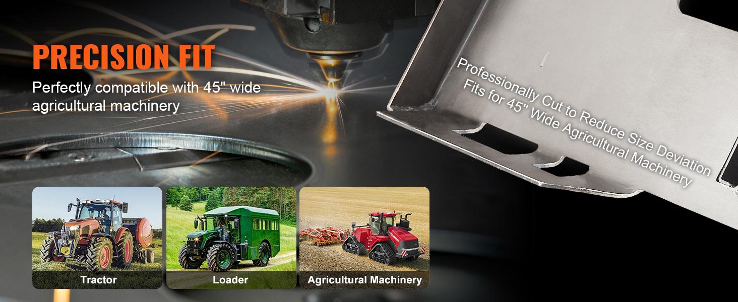 VEVOR Skid Steer Attachment Plate, 1/4 Thick Skid Steer Mount Plate with 2.28 Hitch Receiver, 3000 LBS Quick Attachment Loader Plates, Compatible with Deere, Kubota, Bobcat, Mahindra Steer, Tractor