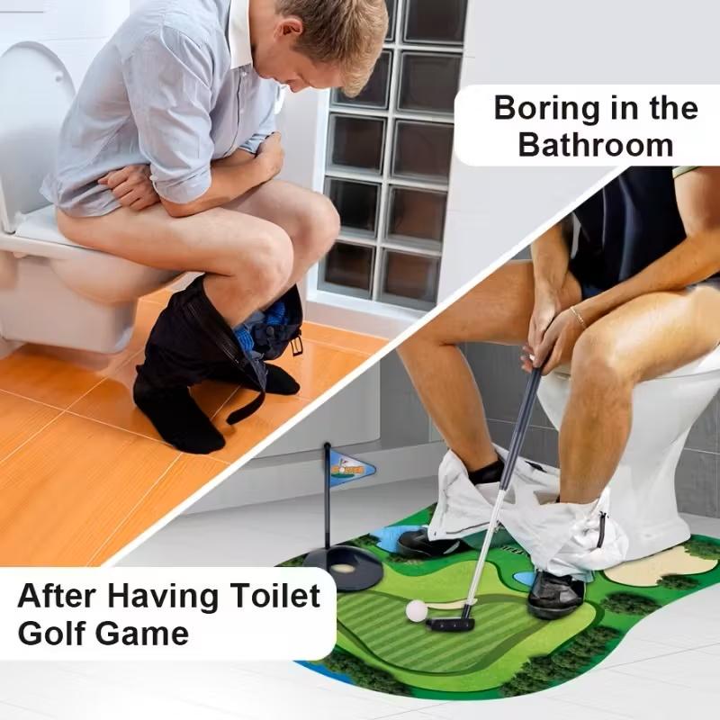 Mini Golf Game Set for Any Bathroom, Engaging Bathroom Accessory, Toilet Game, Perfect Gift for Dad and Husband, Funny Prank Gift for Boyfriend, Fun Accessories, Unique Decoration