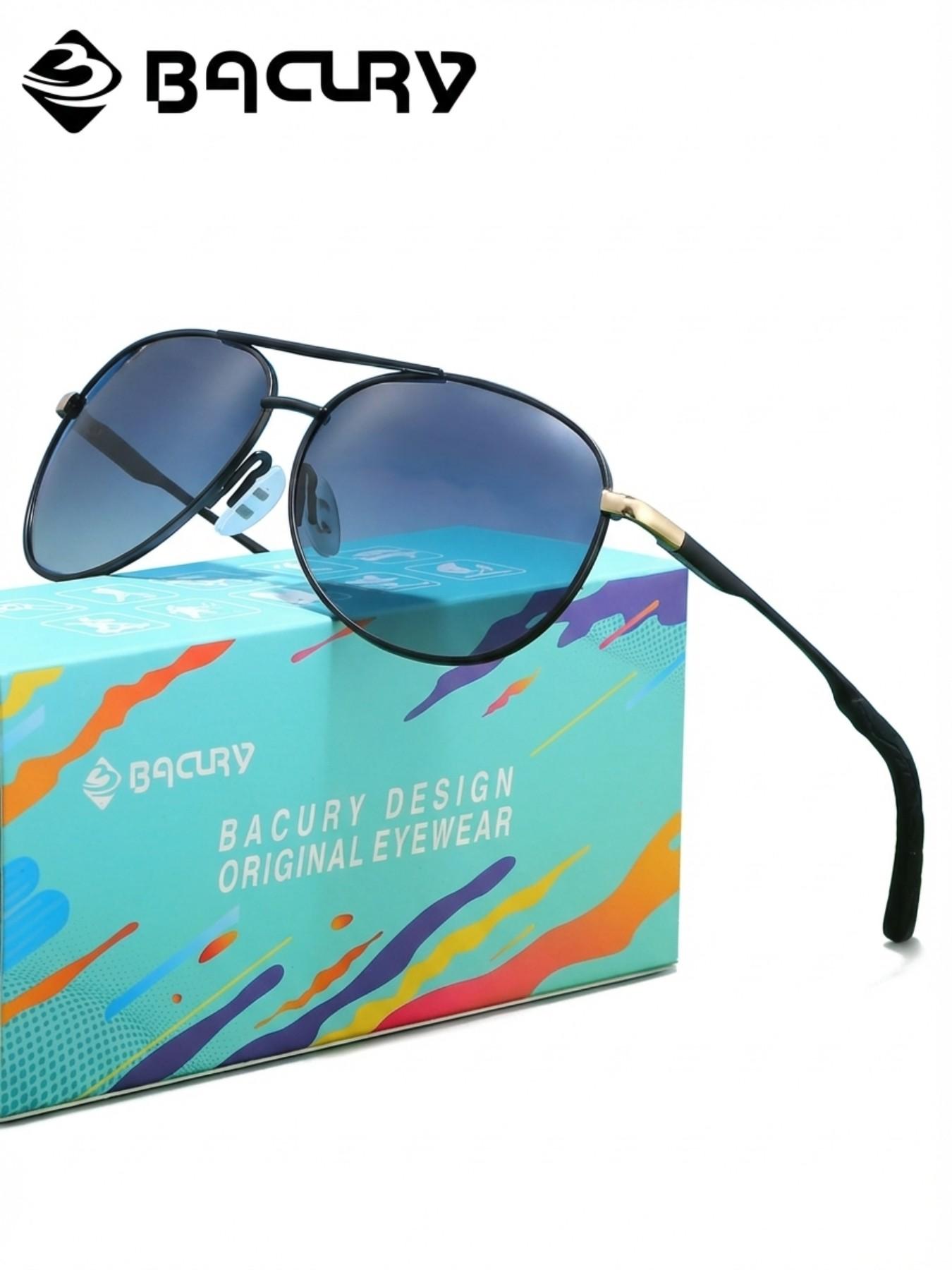 BACURY Beach Vacation Polarizer Sunglasses, Men'S And Women'S Stainless Steel Oval Frame, Outdoor Travel Reduces Glare, Versatile, Uv Resistant