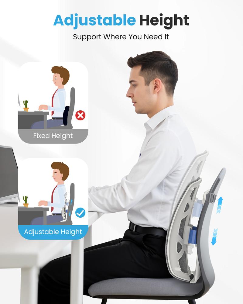 COMFIER Heated Lumbar Support Pillow with Vibration Massage, Back Support Cushion for Office Chair, Graphene Heating Chair Back Massager for Car Gaming Chair, Adjustable Height Up to 18.1 Inches Mother's Day