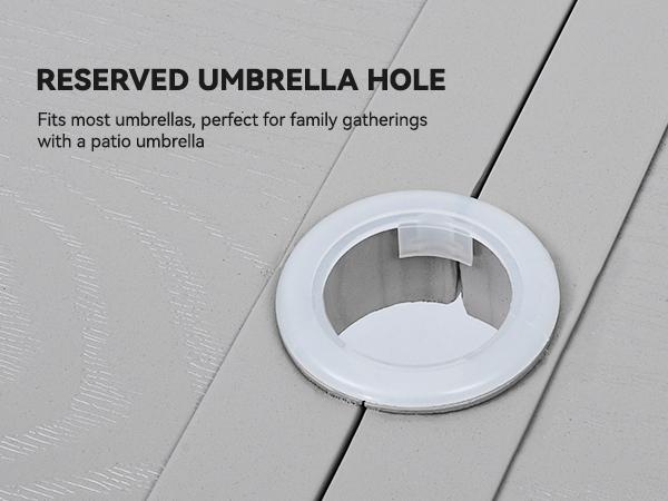 Yitahome 59" Rectangular Outdoor Patio Dining Table for 6-Person, Outdoor Patio Dining Table with 2" Umbrella Hole and Sturdy Iron Frame Perfect for Lawn Backyard Garden