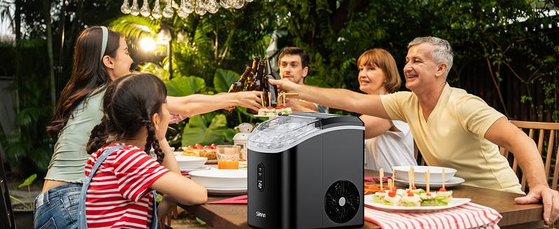 Silonn Nugget Ice Maker Countertop, Silonn Chewable Pellet Ice Machine with Self-Cleanin Function, 33lbs/24H Portable Ice Makers for Home Kitchen Officce, Black