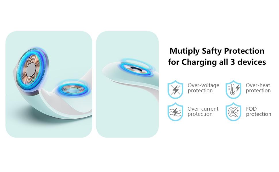 4 in 1 Wireless Charging Station LED RGB light for Apple Magnetic Wireless Charger Stand for iPhone 12-16series/Watch,Airpods/Airpod Pro (no plug)