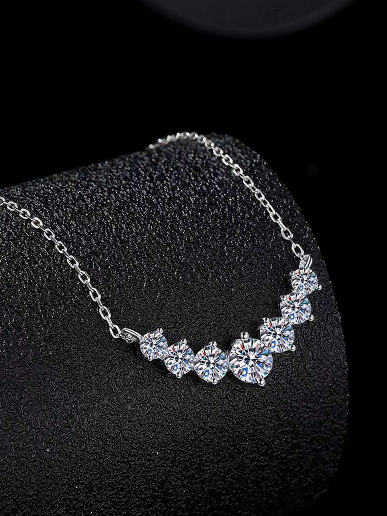 S925 Sterling Silver Synthetic Moissanite Necklace, Elegant Pendant Necklace for Women, Fashion Jewelry Accessories for Wedding, Engagement, Valentine's Day, Star Shine Necklace