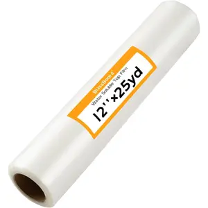 Water Soluble Stabilizer for Embroidery, Wash Away Stabilizer 12" * 25 Yd 35 Um, Clear Backing & Topping Film for Embroidery Machines Hand Sewing