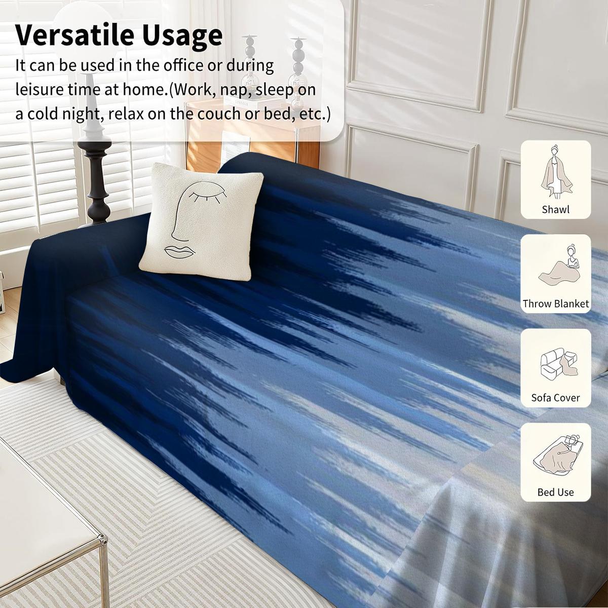 Deep blue gradient sofa cover machine washable sofa towel suitable for all seasons, suitable for single to four seater, living room sofa decoration