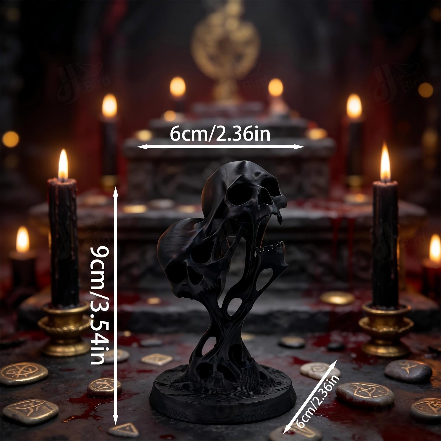 Gothic Style Dual Skull Ornament, Gothic Art Display, Home Bookshelf Desktop Decoration, Creative Collectible Figurine, Unique Decor