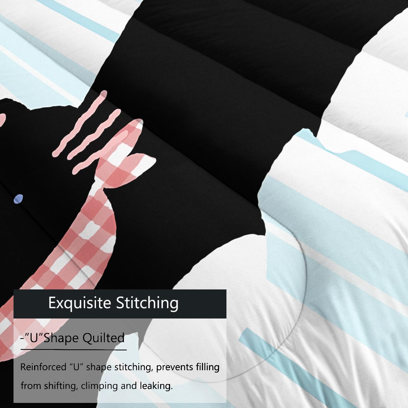 Happy Healing Cat Series Pattern Quilt, Includes 1 Quilt and 1/2 Pillowcases, Soft Comfortable Home Bedding, Perfect for Dorm or Bedroom Decor