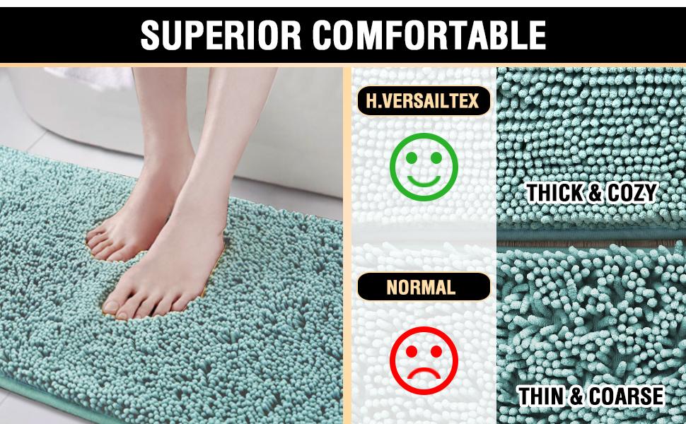 H.VERSAILTEX Bath Mat Bath Rug for Bathroom Luxury Chenille Bathroom Rug Mat Extra Soft and Absorbent Microfiber Shaggy Rugs Non Slip Rug Quick Dry Bath Mat Washable