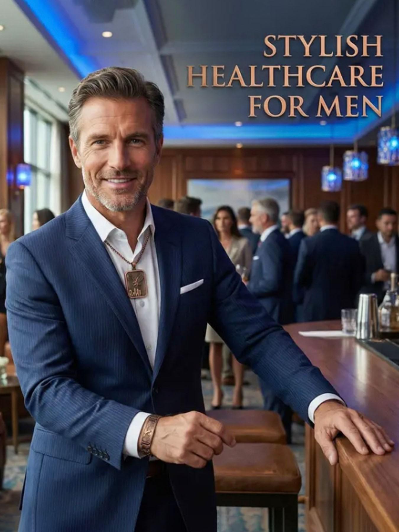 99.99% Pure Copper Men's Necklace, Eagle Design, Magnetic Bracelet, Fashionable, Relieves Arthritis, Thick Chain, Gift Set, Icedout Jewelry