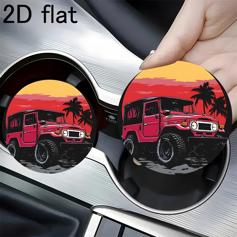 2pcs Jeep Car Cup Holder Coasters Compatible for JEEP Vehicles, Non-Slip Drink Holders Suitable for Coffee, Tea, Wine, for Parties, Holiday Gifts, Car for SUVs and for Use, 2D Flat