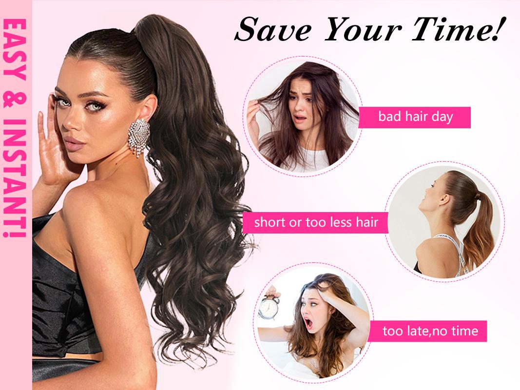 Iridescent 24" Claw Ponytail Extension Long Wavy Clip in Ponytail Extensions Ponytail Hair Extension Clip on Pony Tails Hairpiece for Women