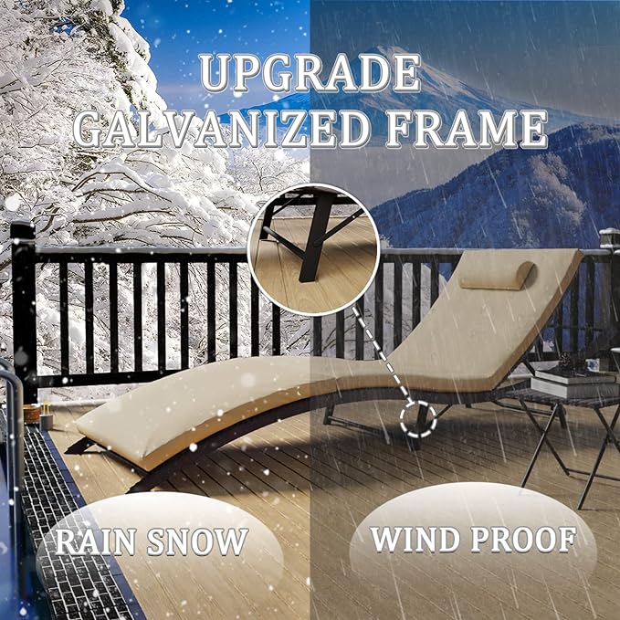 Kullavik Lounge Chair for Outside,3 Pieces Chaise Lounge Outdoor Folding Pool Lounge Chairs（with/without rattan arms）Including Table Rattan Patio Furniture Set