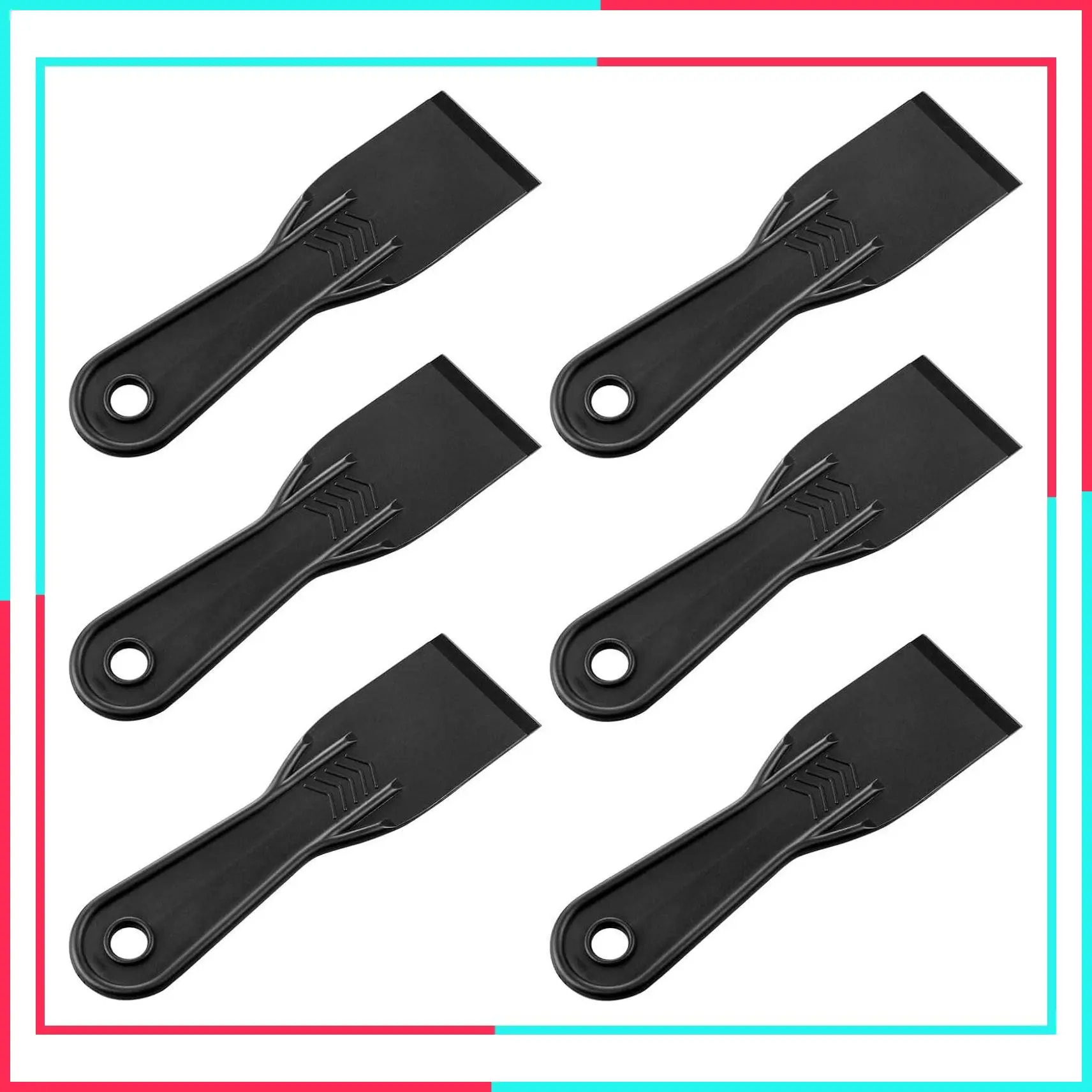 6 PCS 2 Inch Black Flexible Plastic Putty Knife Scraper for Wall Repair, Plaster Pasting, Putty Scraping