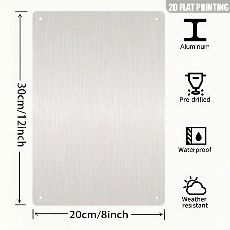 Aluminum Wall Art Print, 8x12 Inch Metal Sign, Home Decor for Restaurant Garage Gift, Universal Setting, 2D Flat Design