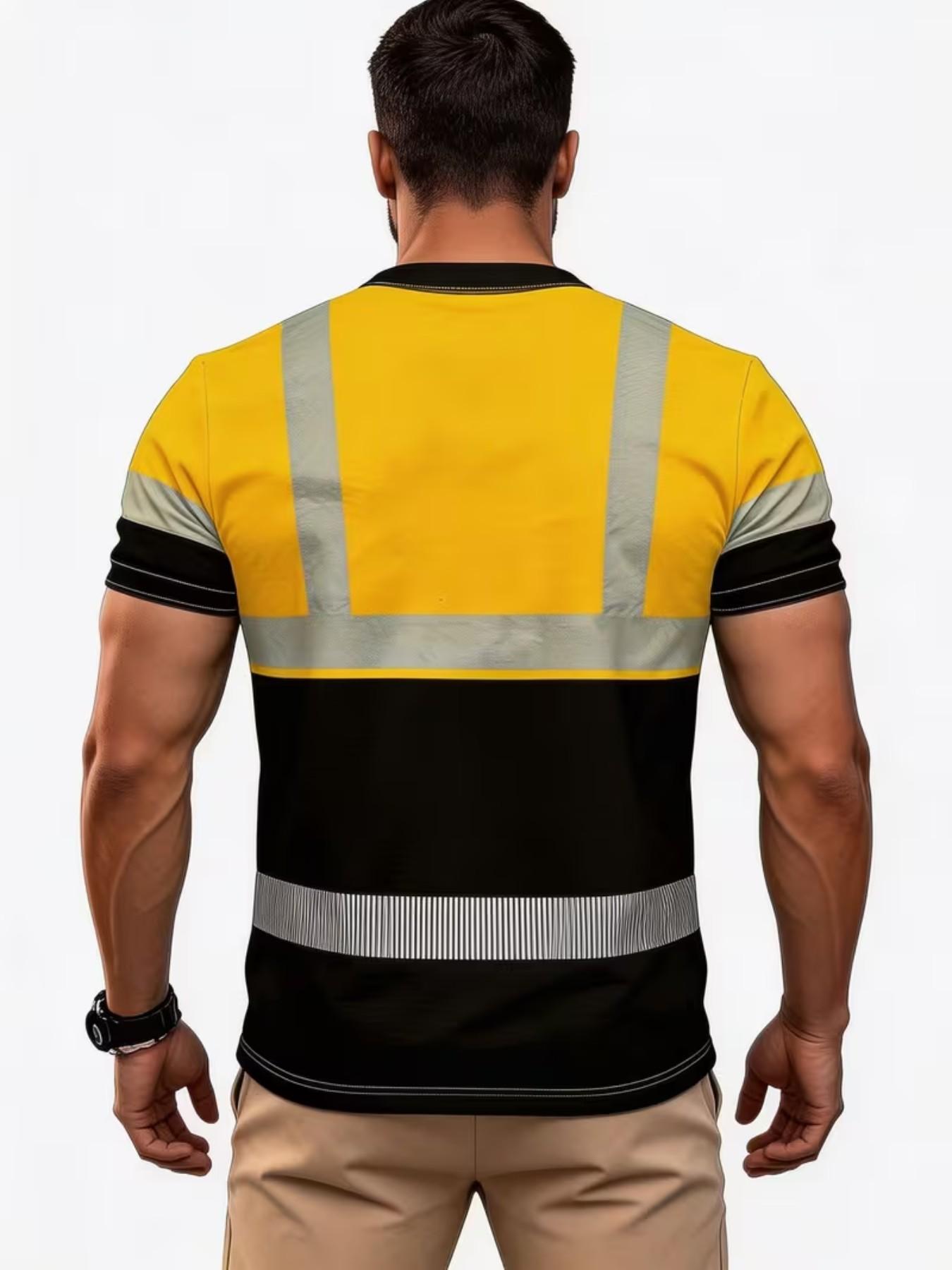 Safety Short Sleeve T-Shirt Set, Work Protection Gear, Work Safety Equipment, Breathable and Durable, Casual Graphic Tee, H-Type Silhouette, No Collar