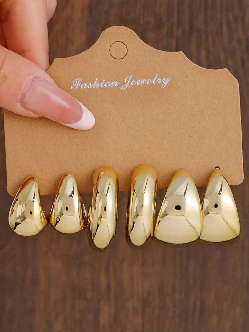 Women's Fashion Earrings Set, High Quality Earrings, C-Shaped Water Drop Design, Multiple Styles & Colors, Perfect for Daily Wear & Gift Ideas