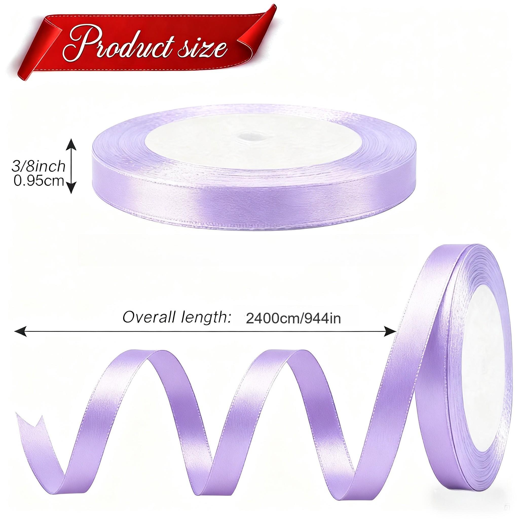 Lavender Satin Ribbon Roll, 3/8 Inch Wide, Multi-Purpose Decorative Ribbon for Gift Wrapping, Wedding, Party, DIY Crafts