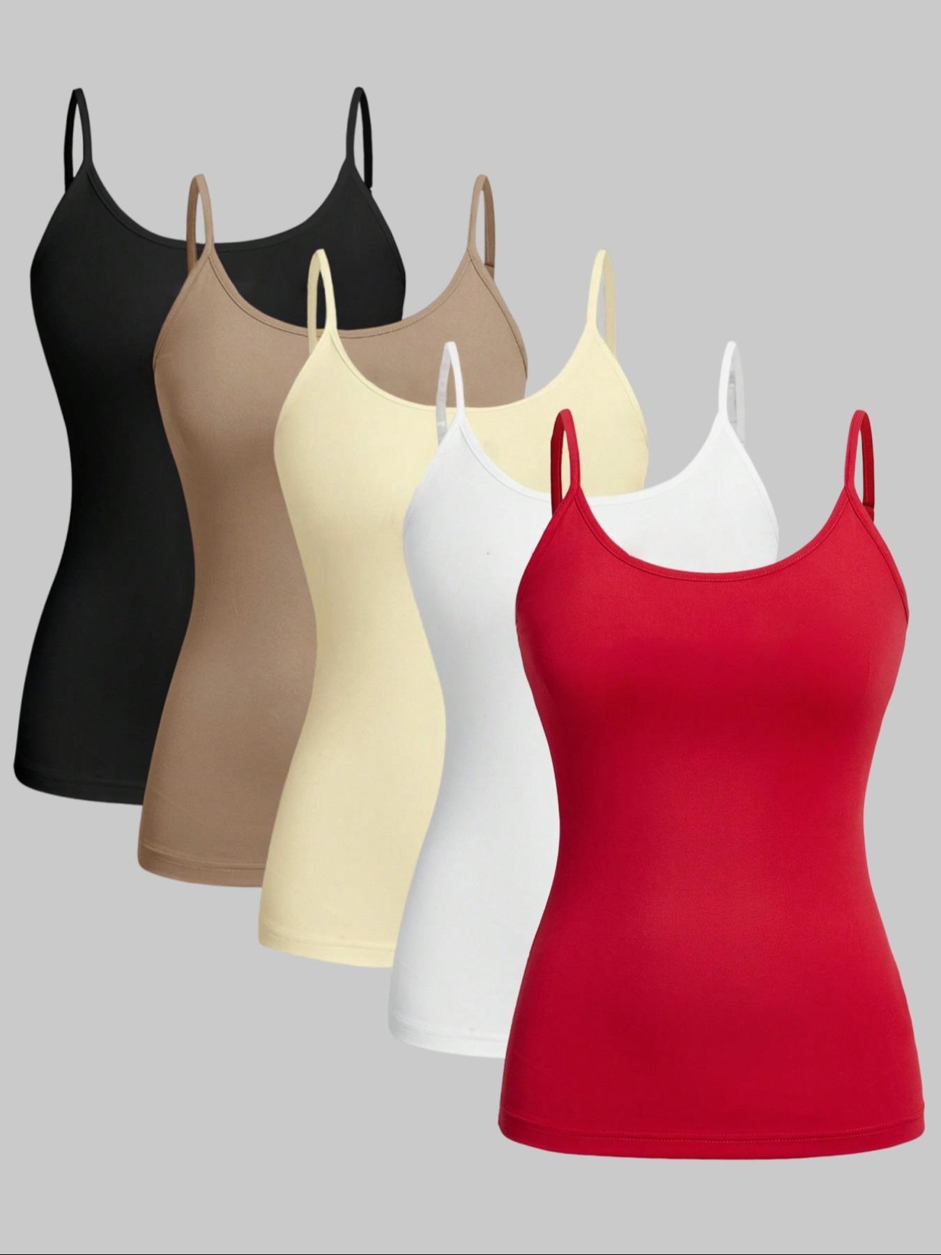 Women's Solid Color Adjustable Spaghetti Strap Knit Cami Top, Casual Sleeveless Top for Daily Wear, Ladies Clothes for All Seasons, Womenswear