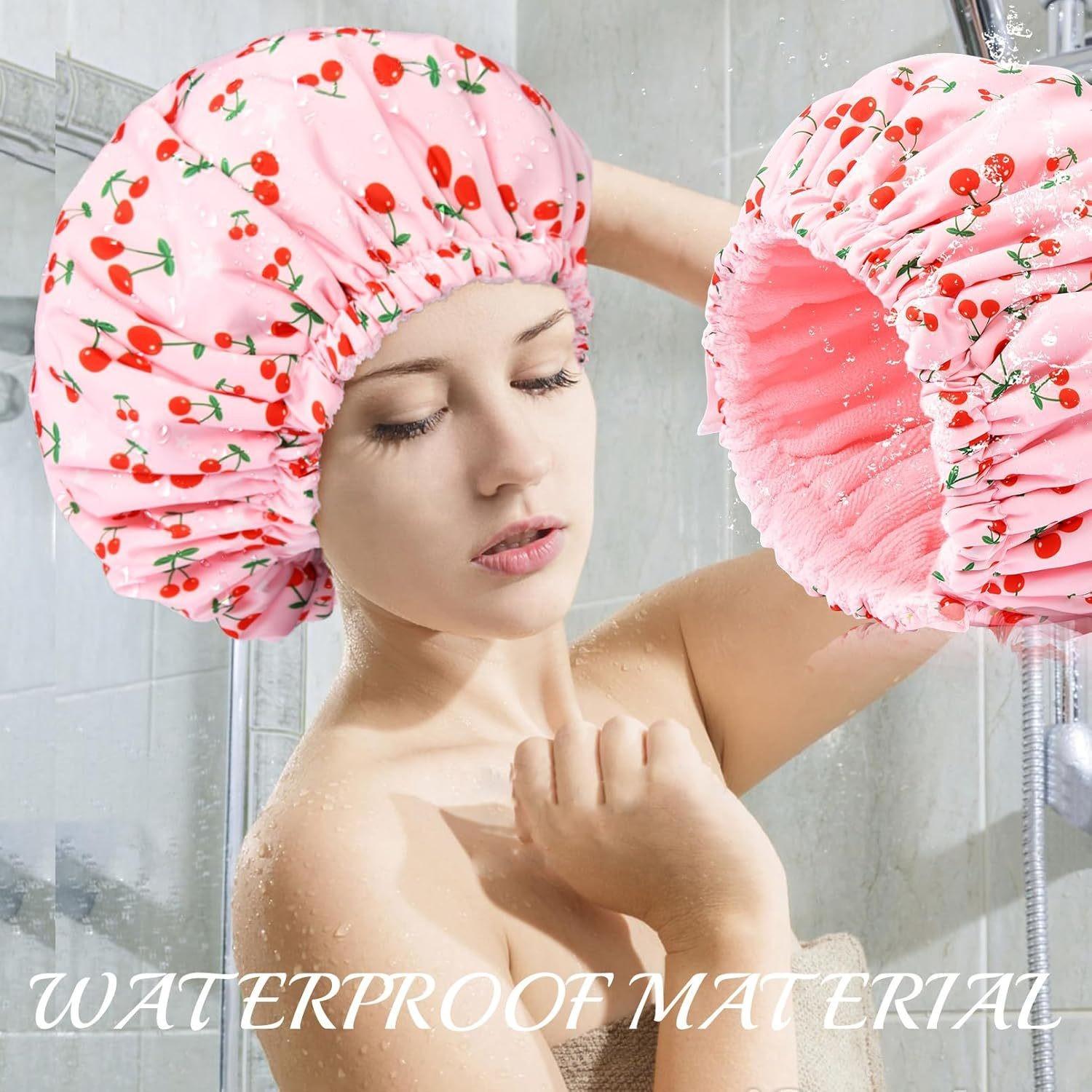 Adjustable Loop Bath Cap Waterproof Polyester Shower Cap Absorbent Microfiber Three-In-One Dry Hair Hat Bathroom Accessory