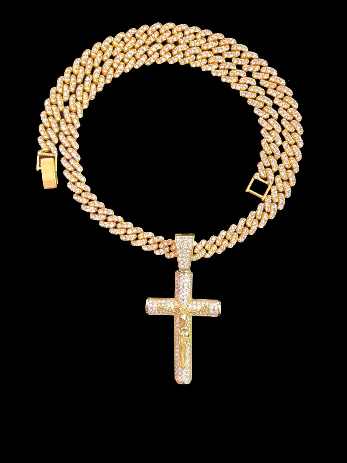 1Piece  Women Men Hiphop Cross and Jesus Shape Pendant Necklace Punk Vintage Hip Hop Iced Out Jewelry Bling Bling Necklace Is Perfect For Party Or Everyday Lovers' Gifts Cuban Cross Necklace