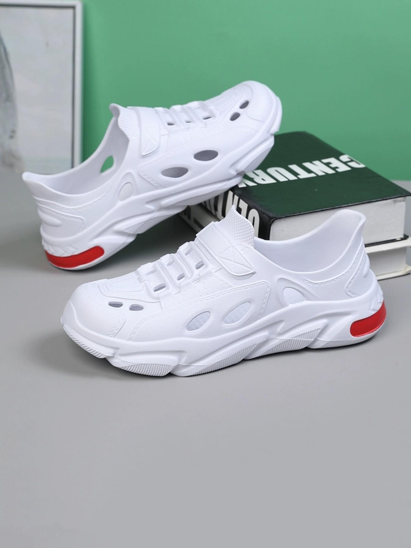 2026 Summer New All- Hollow Out Thick Sole Dad Shoes, Men's Velcro Breathable Hole Shoes, Soft Bottom Anti-Slip Water Sports Casual Sneakers