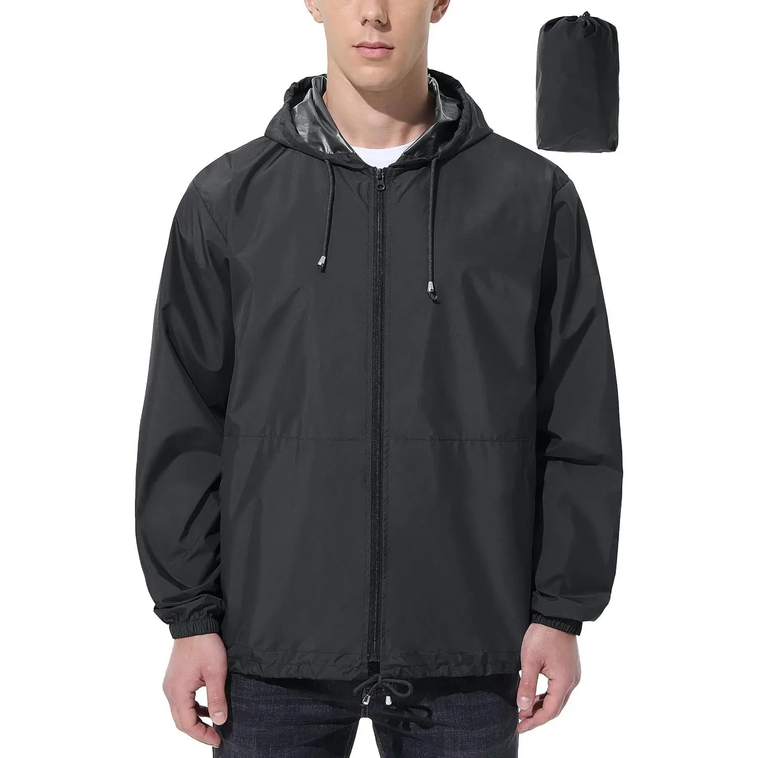 Men's Lightweight Waterproof Rain Jacket - Packable Windbreaker for Hiking, Cycling, Running, Fishing, Golf & Outdoor ActivitiesGift