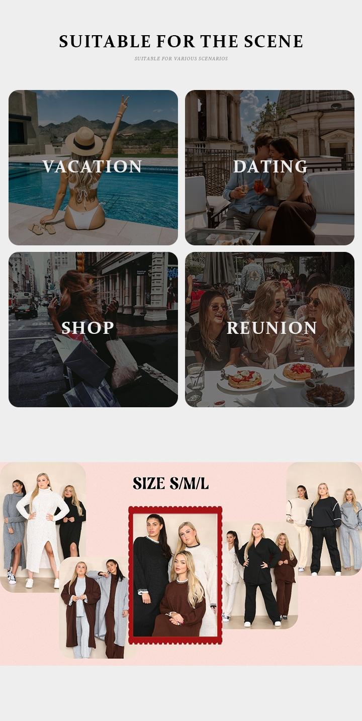 Trendy Knit Turtle Neck Tank & Wide Leg Trousers with Open-front Long Cardigan Three-piece Clothes Sets, Casual Womenswear, Long Sleeve