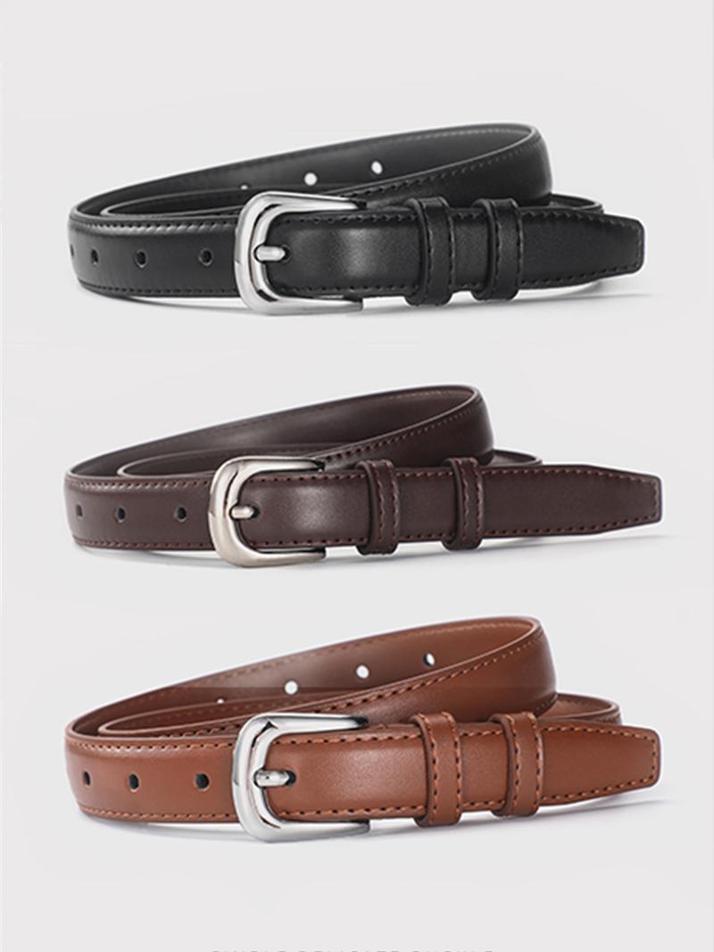 Shiny Silver Color Buckle Belt, Elegant Simple Design, Decorative Student and Younger Adult Waistband, Korean Fall Accessory, Pu Buckle Belt