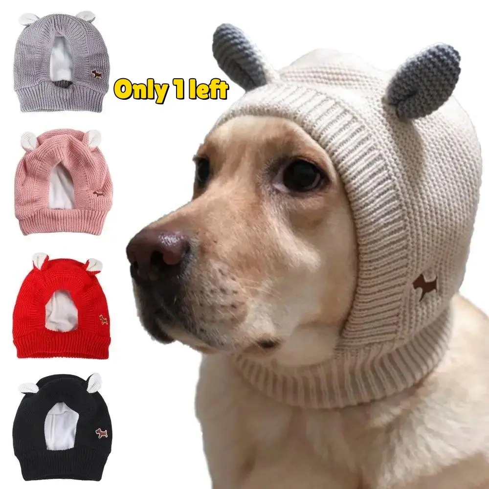 Dog Silent Ear Muffs, 1 Pc Noise-Protection Ear Covers, Large Dog Knitted Ear Hat, Fabric Clothing Pet Supplies