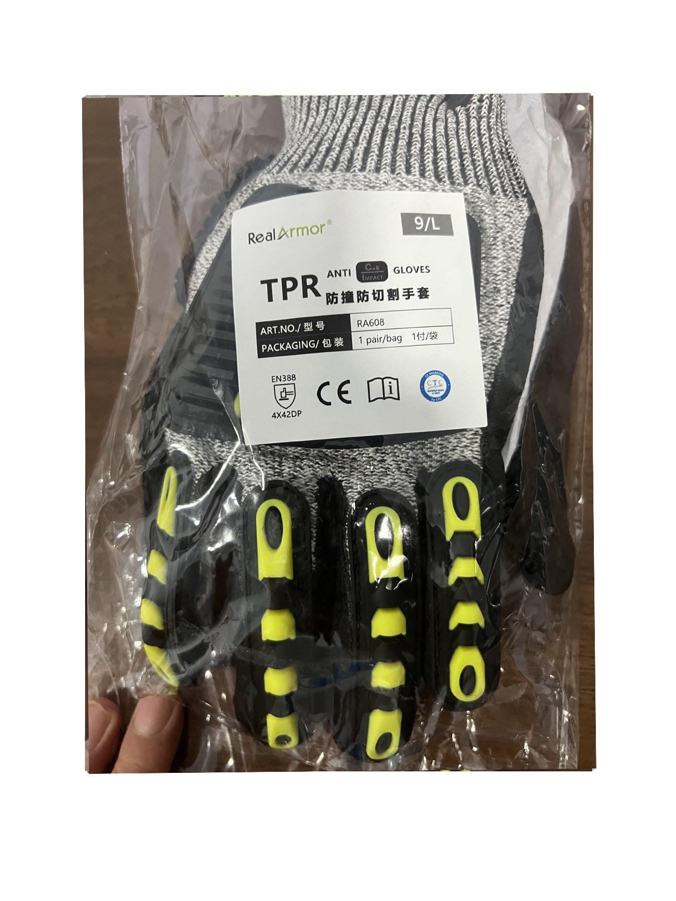 Men's Cut-Resistant Anti-Slip Safety Work Gloves With Grip, Glass Handling, Construction Safety, 5-Level Impact Resistance, Tpr Palm Protection