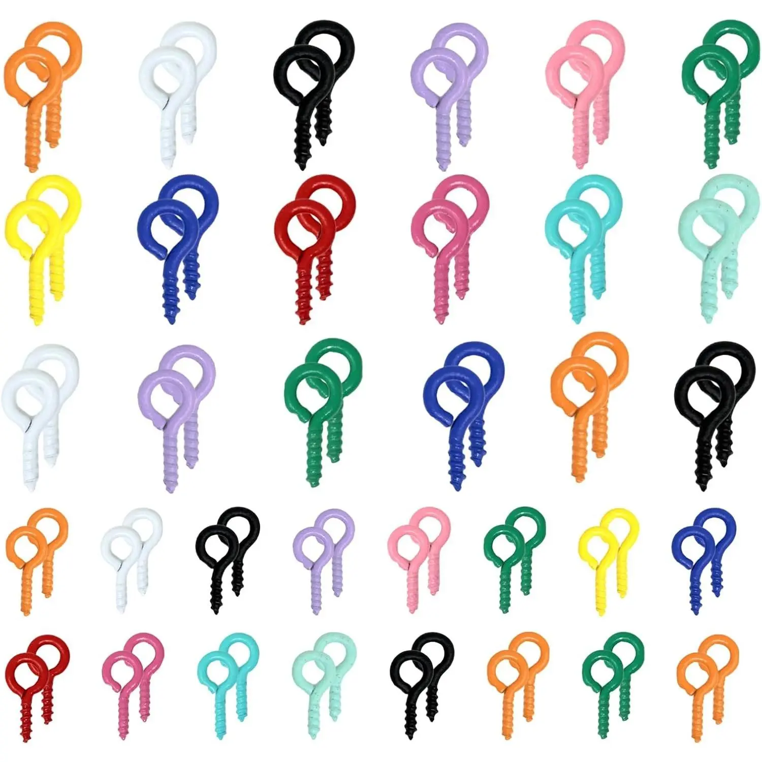 600PCS Colorful Screw Eye Pins Mini Metal Screw Eye Hooks Tiny Threaded Clasps Eyelets for Jewelry Making DIY Art Craft Projects